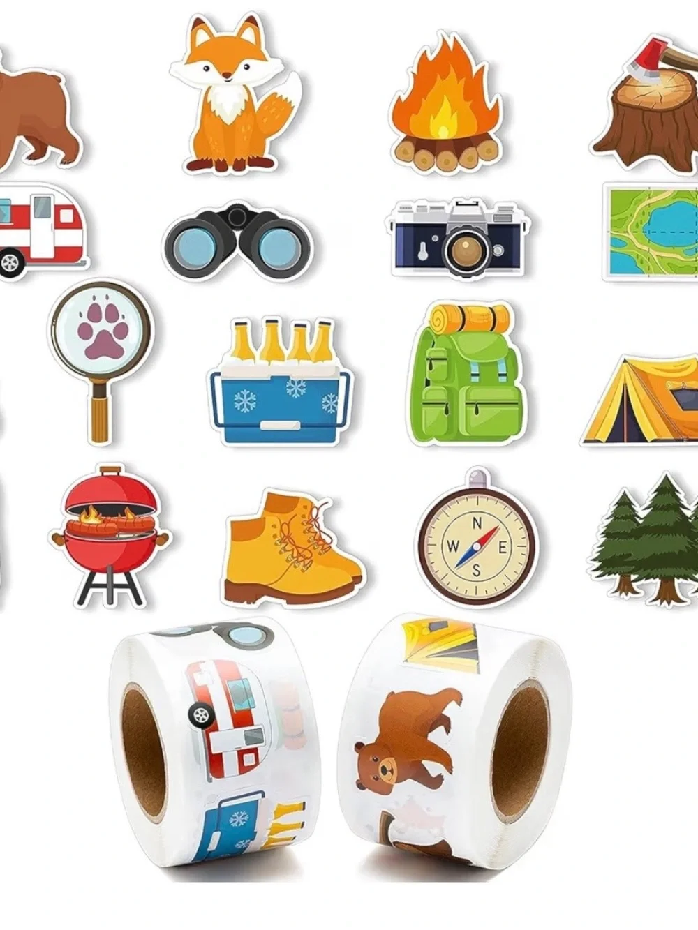 Large bundle farm animal, camping, fruit, vegetable, & candy stickers for crafts
